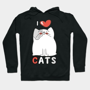I Love Cats Big Red Heart Kitty Lover Hoodie